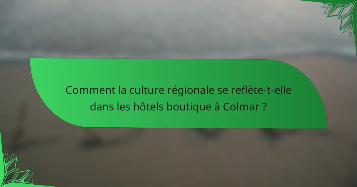 Comment la culture régionale se reflète-t-elle dans les hôtels boutique à Colmar ?