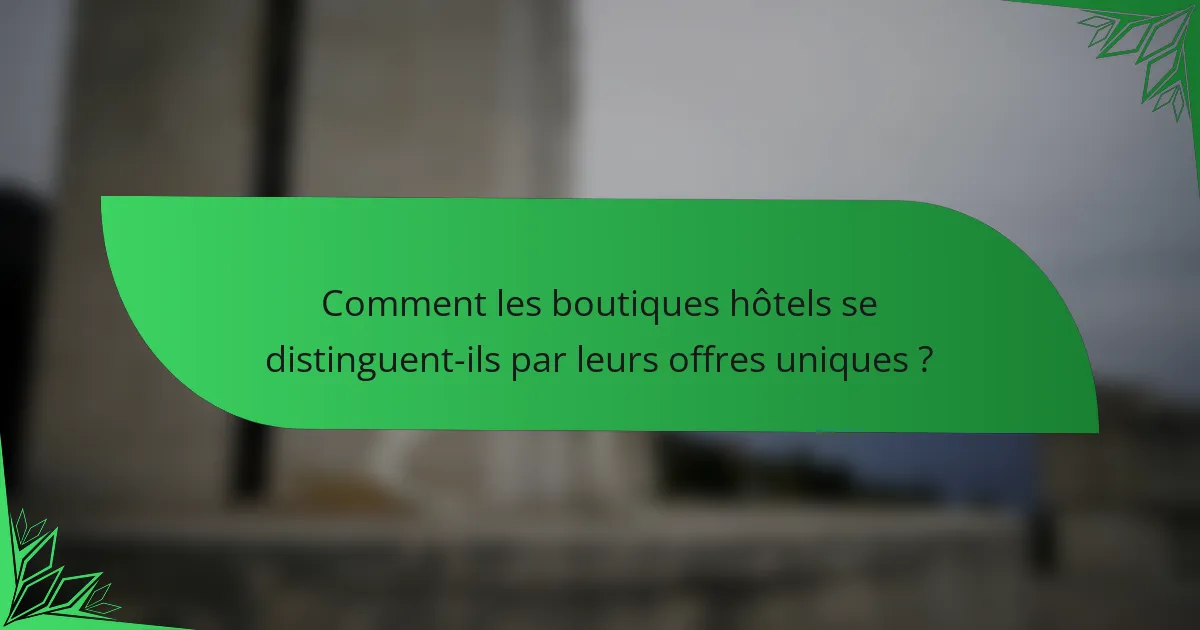 Comment les boutiques hôtels se distinguent-ils par leurs offres uniques ?
