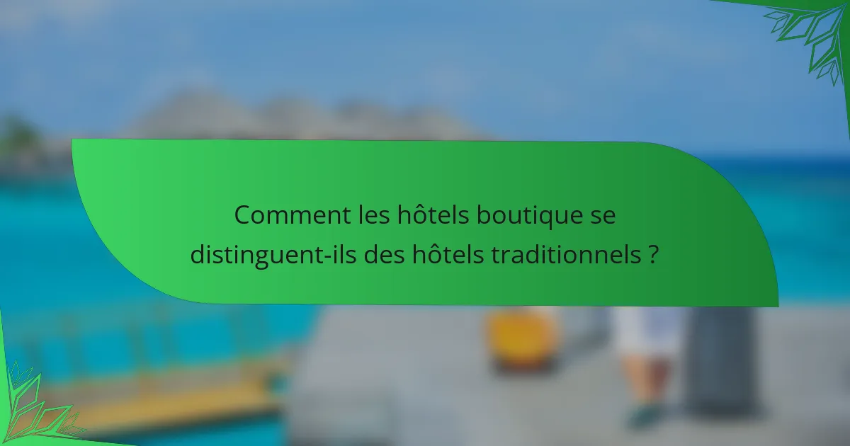 Comment les hôtels boutique se distinguent-ils des hôtels traditionnels ?
