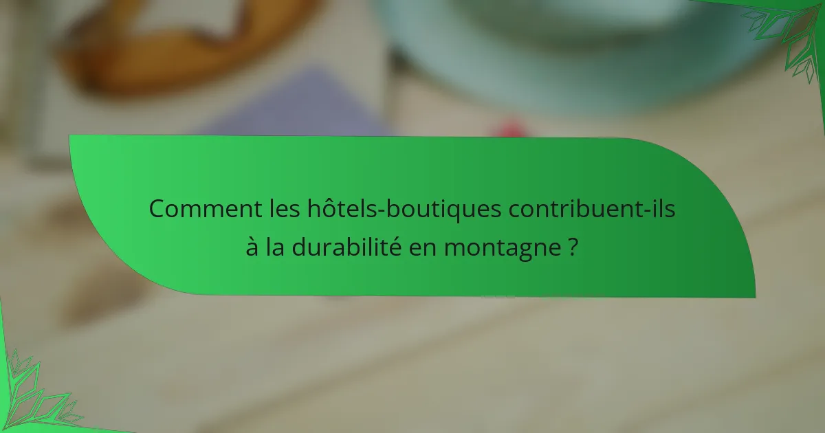 Comment les hôtels-boutiques contribuent-ils à la durabilité en montagne ?