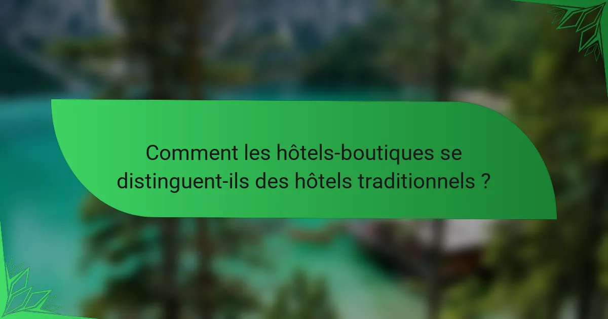 Comment les hôtels-boutiques se distinguent-ils des hôtels traditionnels ?