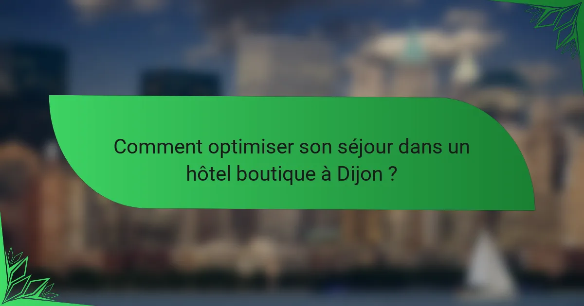 Comment optimiser son séjour dans un hôtel boutique à Dijon ?