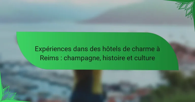 Expériences dans des hôtels de charme à Reims : champagne, histoire et culture