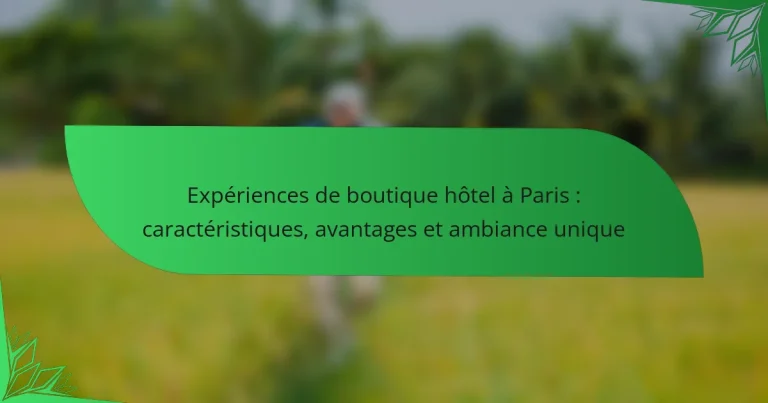 Expériences de boutique hôtel à Paris : caractéristiques, avantages et ambiance unique