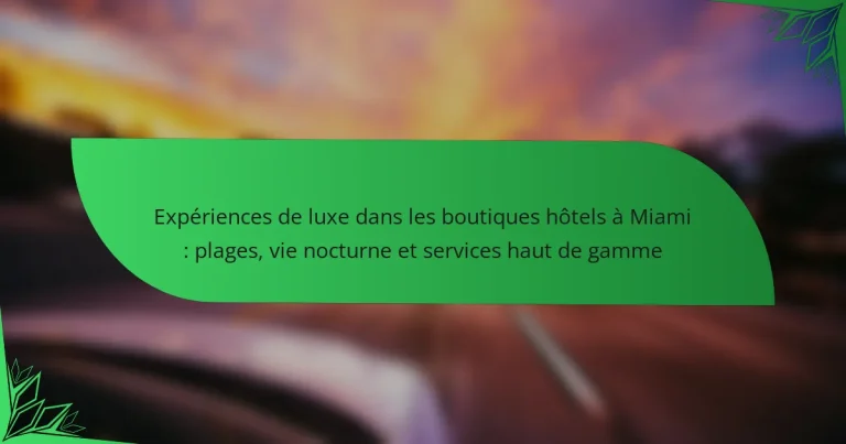 Expériences de luxe dans les boutiques hôtels à Miami : plages, vie nocturne et services haut de gamme