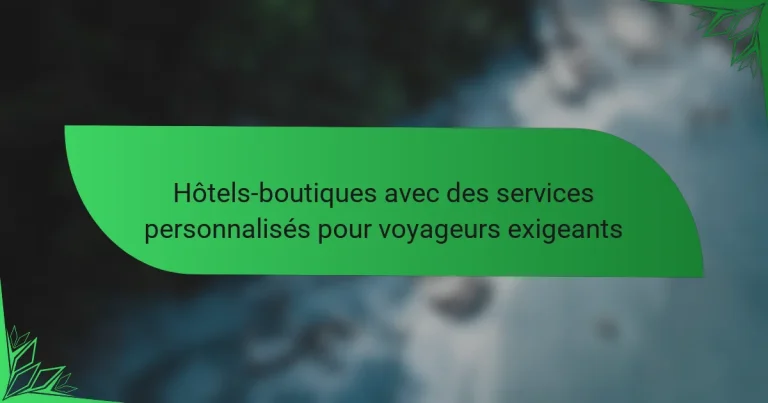 Hôtels-boutiques avec des services personnalisés pour voyageurs exigeants