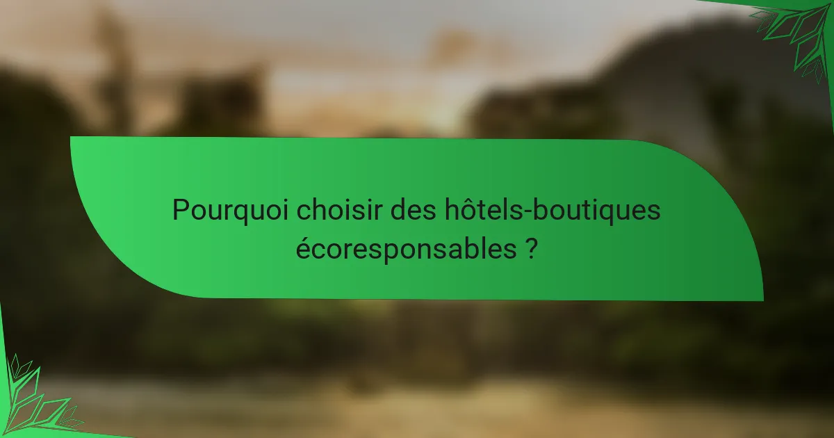 Pourquoi choisir des hôtels-boutiques écoresponsables ?