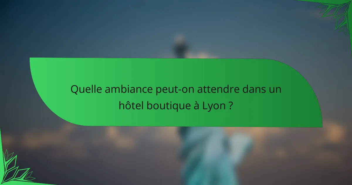 Quelle ambiance peut-on attendre dans un hôtel boutique à Lyon ?