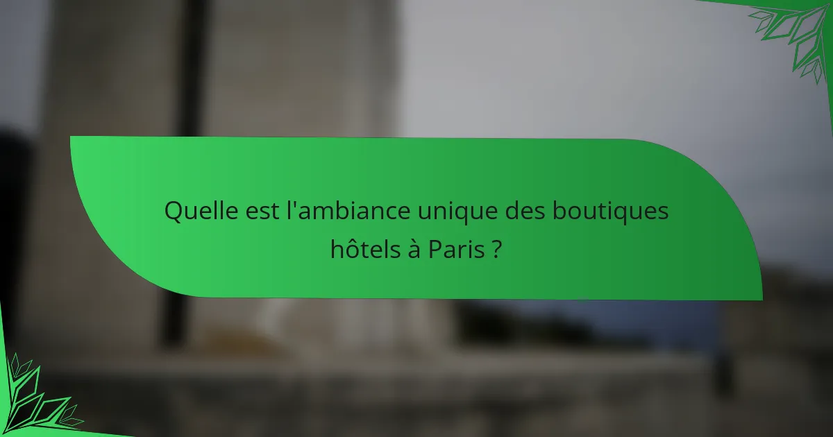 Quelle est l'ambiance unique des boutiques hôtels à Paris ?