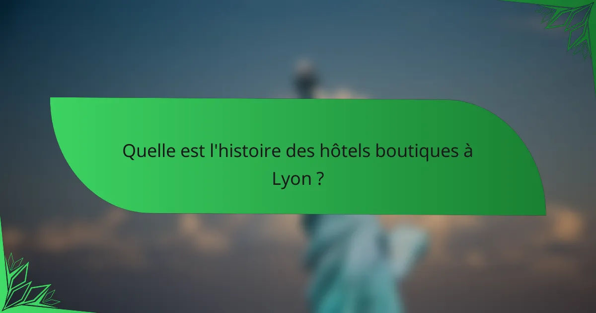 Quelle est l'histoire des hôtels boutiques à Lyon ?