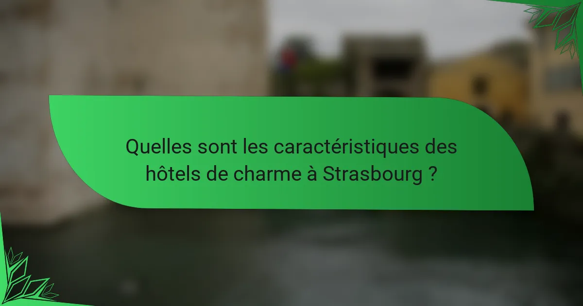 Quelles sont les caractéristiques des hôtels de charme à Strasbourg ?