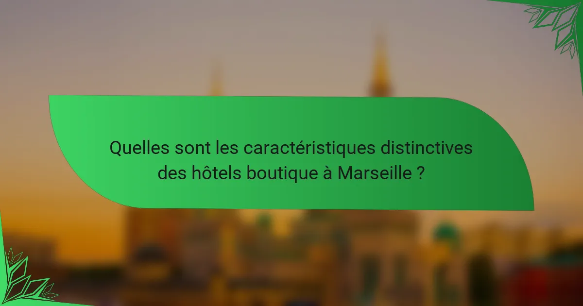 Quelles sont les caractéristiques distinctives des hôtels boutique à Marseille ?