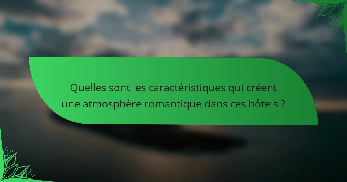 Quelles sont les caractéristiques qui créent une atmosphère romantique dans ces hôtels ?
