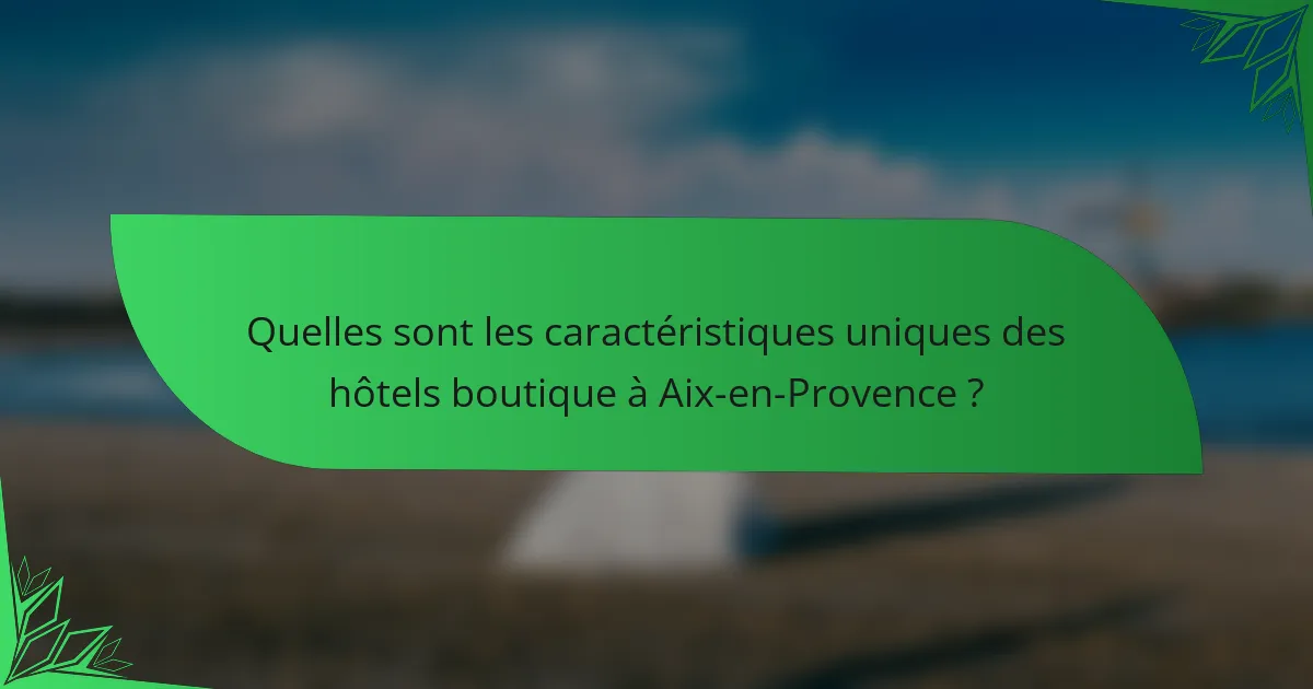 Quelles sont les caractéristiques uniques des hôtels boutique à Aix-en-Provence ?