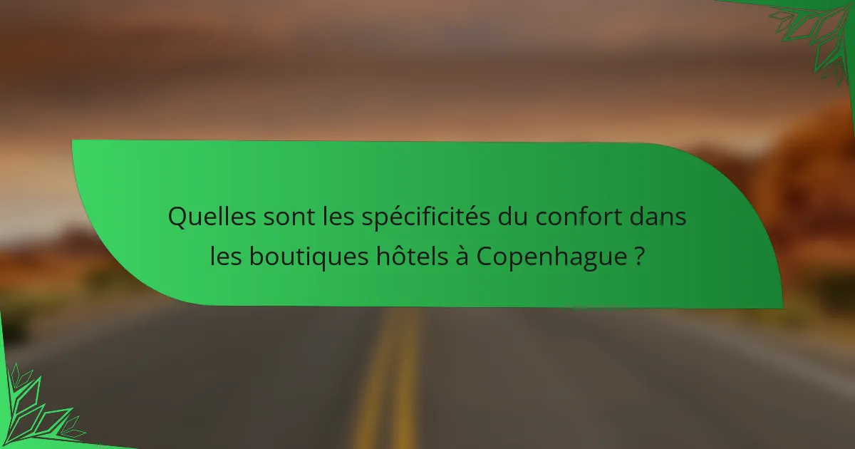 Quelles sont les spécificités du confort dans les boutiques hôtels à Copenhague ?