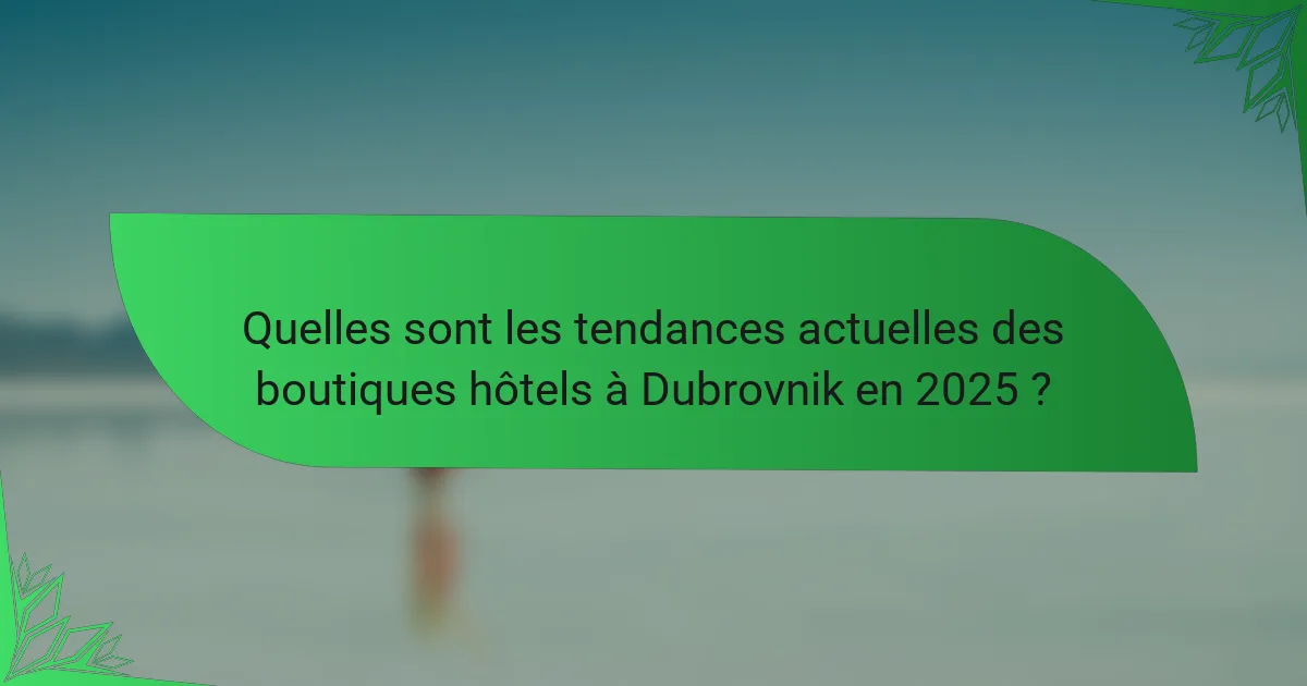 Quelles sont les tendances actuelles des boutiques hôtels à Dubrovnik en 2025 ?