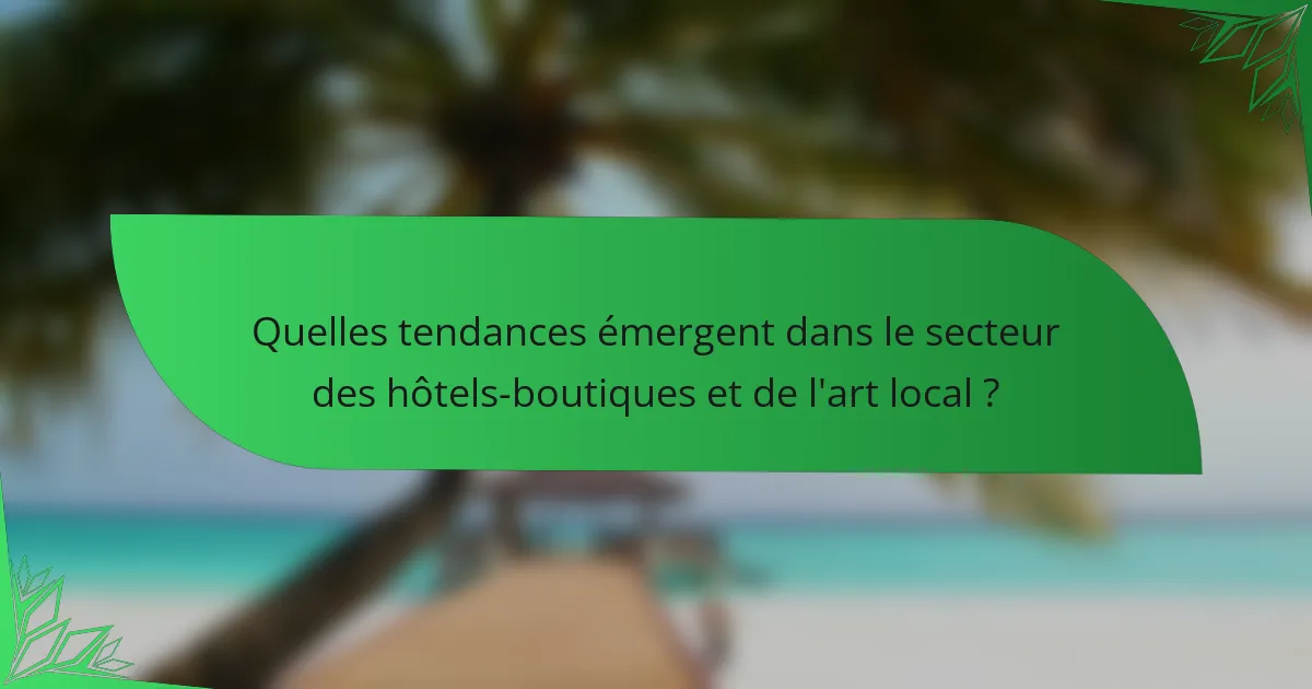 Quelles tendances émergent dans le secteur des hôtels-boutiques et de l'art local ?