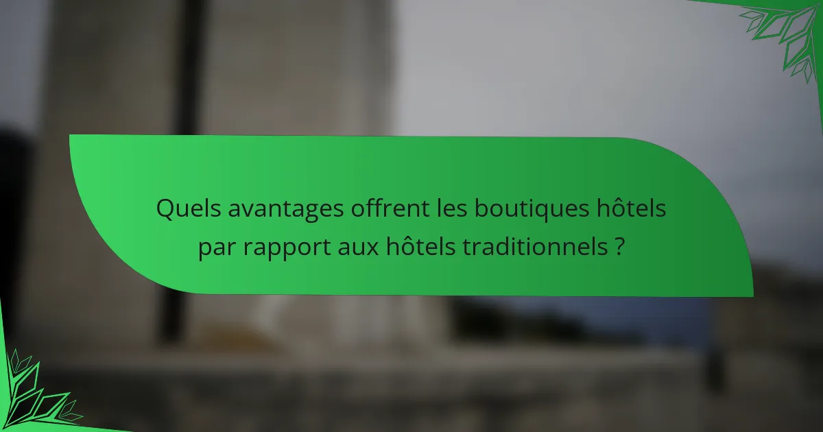 Quels avantages offrent les boutiques hôtels par rapport aux hôtels traditionnels ?