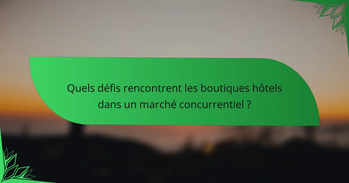 Quels défis rencontrent les boutiques hôtels dans un marché concurrentiel ?