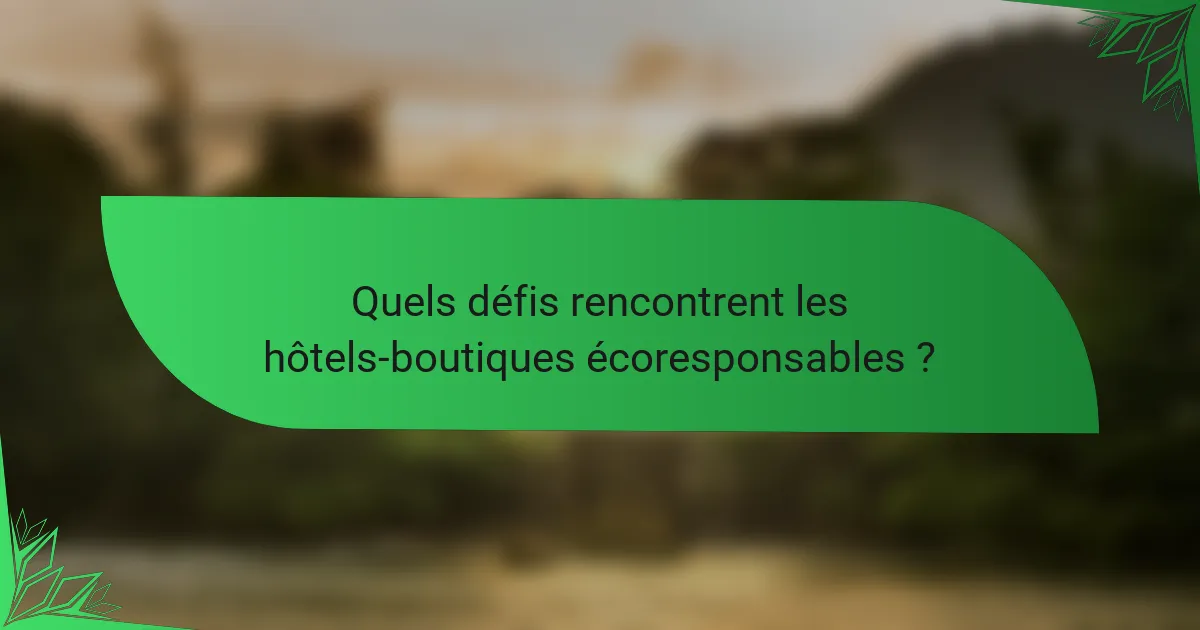 Quels défis rencontrent les hôtels-boutiques écoresponsables ?