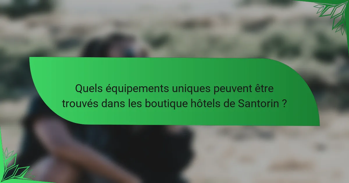 Quels équipements uniques peuvent être trouvés dans les boutique hôtels de Santorin ?