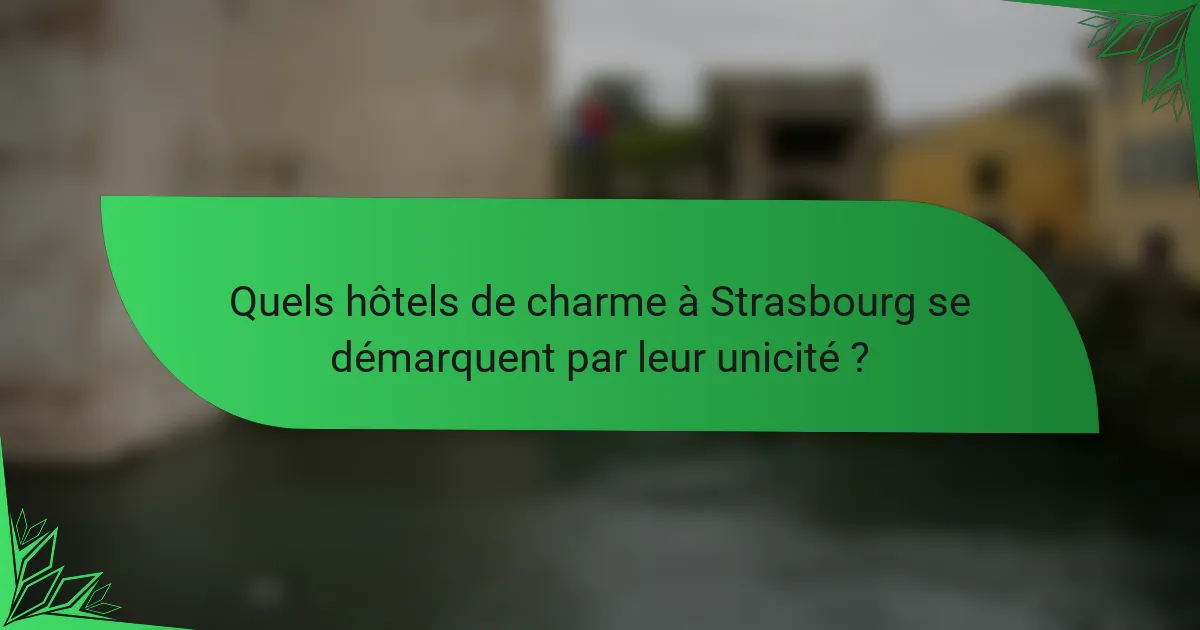 Quels hôtels de charme à Strasbourg se démarquent par leur unicité ?