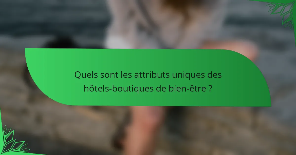 Quels sont les attributs uniques des hôtels-boutiques de bien-être ?