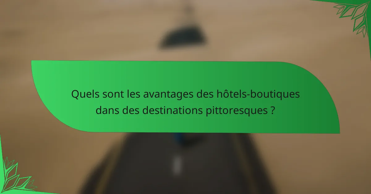 Quels sont les avantages des hôtels-boutiques dans des destinations pittoresques ?