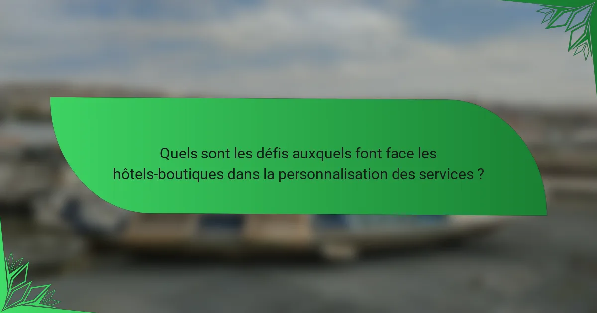 Quels sont les défis auxquels font face les hôtels-boutiques dans la personnalisation des services ?