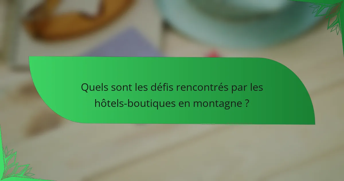 Quels sont les défis rencontrés par les hôtels-boutiques en montagne ?