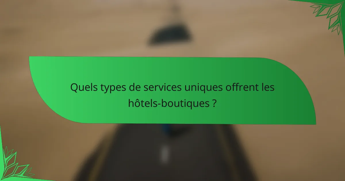 Quels types de services uniques offrent les hôtels-boutiques ?