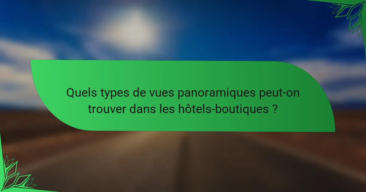 Quels types de vues panoramiques peut-on trouver dans les hôtels-boutiques ?